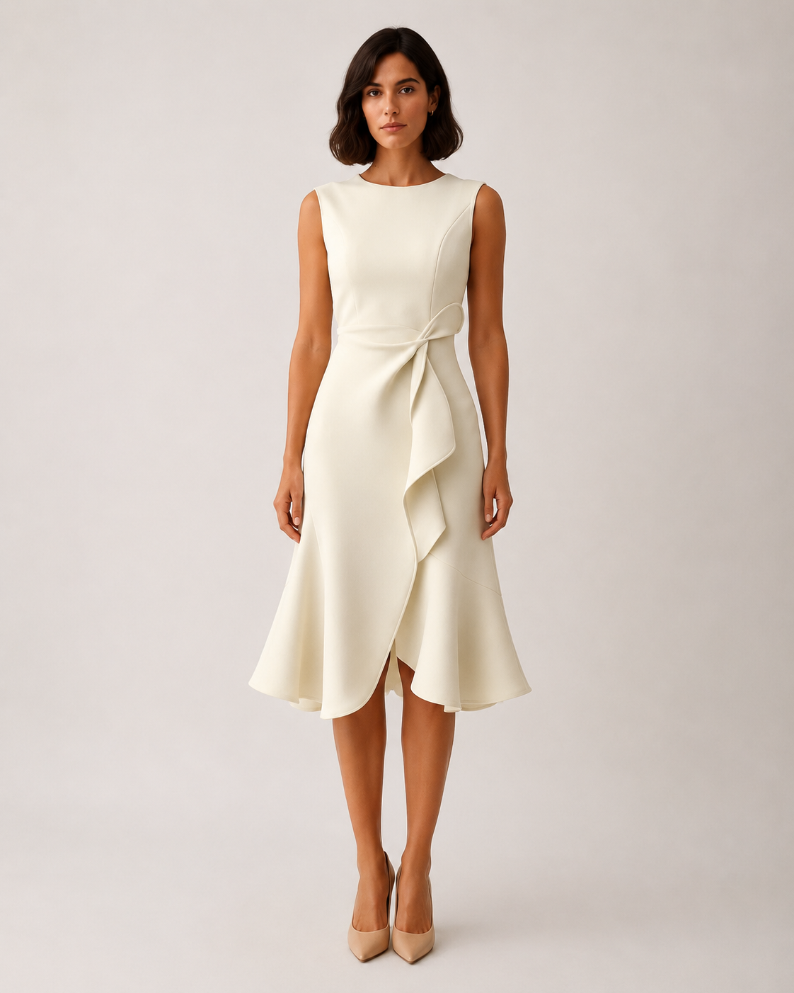 Mirthe - Asymmetrische Midi-jurk Met Knoopdetail