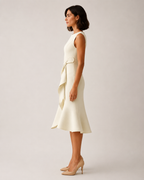 Mirthe - Asymmetrische Midi-jurk Met Knoopdetail