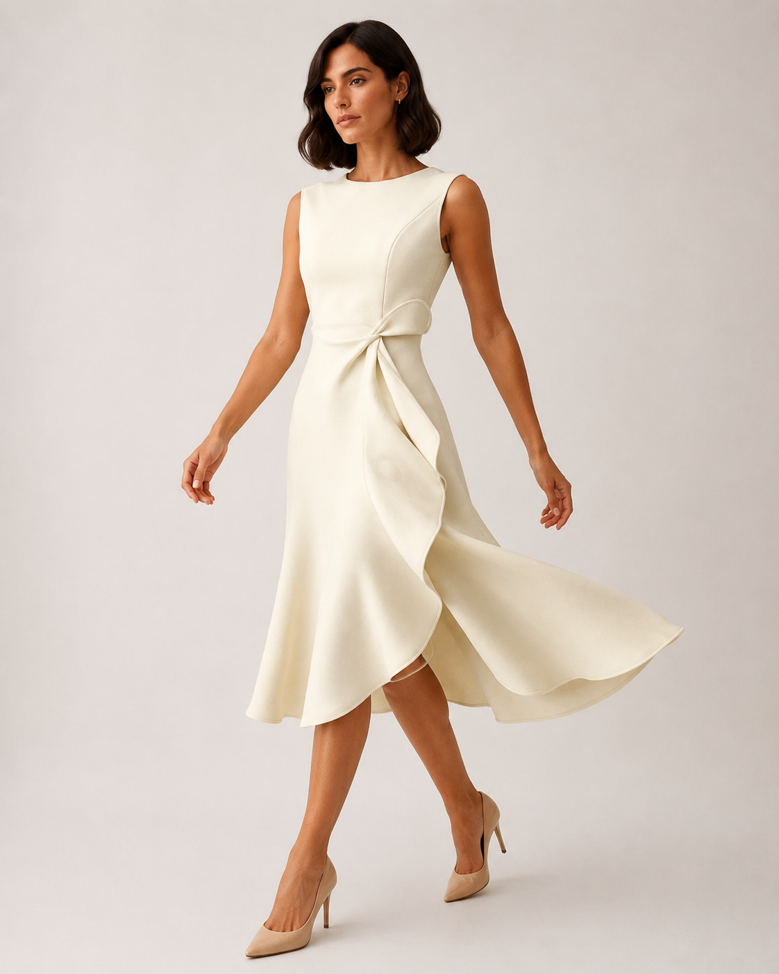 Mirthe - Asymmetrische Midi-jurk Met Knoopdetail