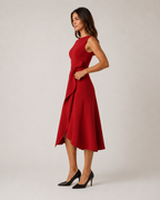 Mirthe - Asymmetrische Midi-jurk Met Knoopdetail