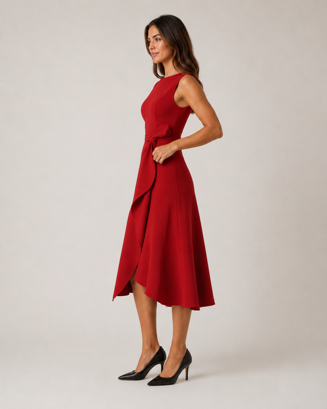 Mirthe - Asymmetrische Midi-jurk Met Knoopdetail