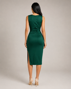 Manon - Gedrapeerde Midi-jurk Met V-hals En Split
