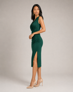 Manon - Gedrapeerde Midi-jurk Met V-hals En Split