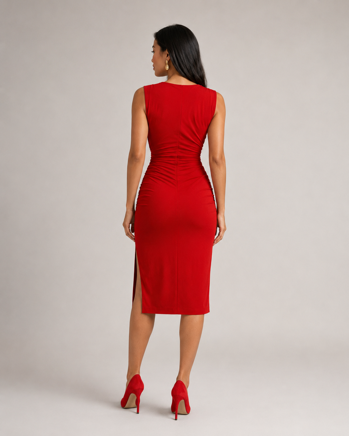 Manon - Gedrapeerde Midi-jurk Met V-hals En Split