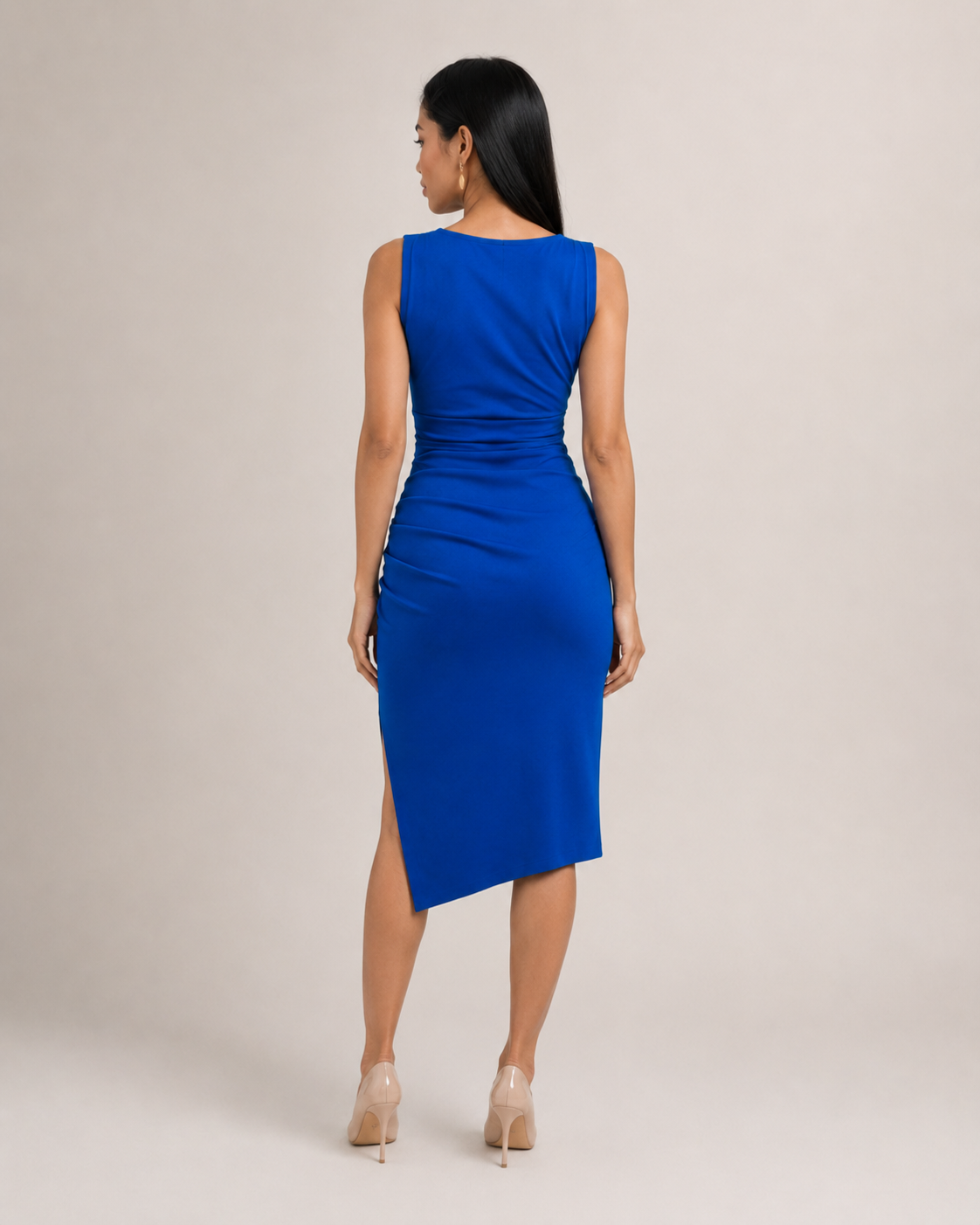 Manon - Gedrapeerde Midi-jurk Met V-hals En Split