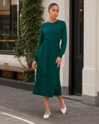 Marit - Midi-jurk Met Lange Mouwen En Plooirok