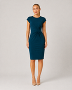 Milou - Midi-jurk Met Gedrapeerde Taille En Korte Mouwen
