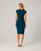 Milou - Midi-jurk Met Gedrapeerde Taille En Korte Mouwen
