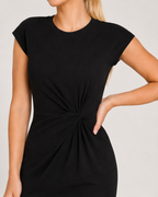Milou - Midi-jurk Met Gedrapeerde Taille En Korte Mouwen