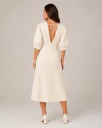 Merel - Midi-jurk Met Knopen En V-hals