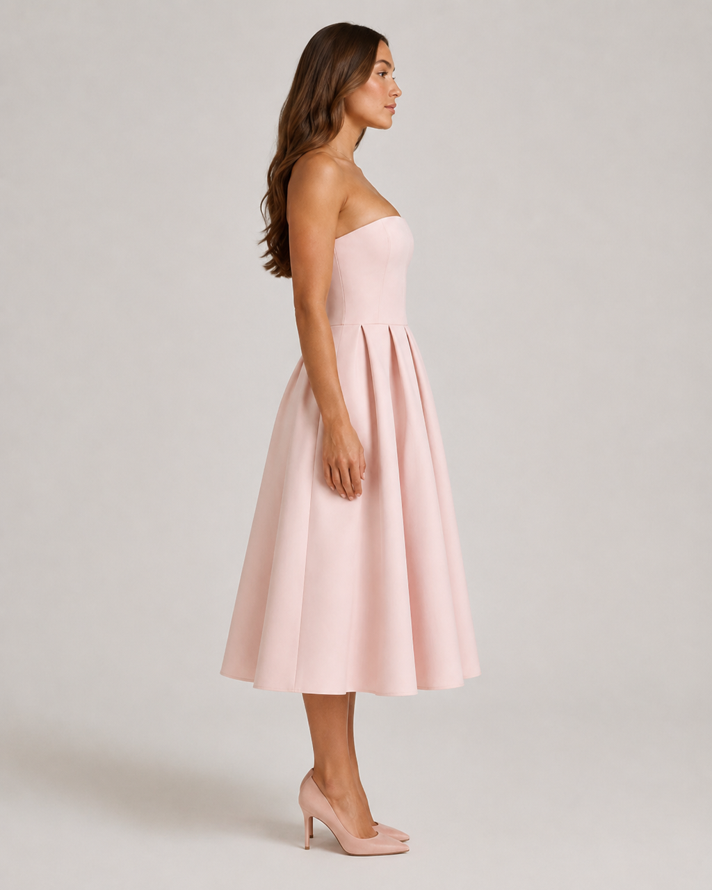 Madelief - Strapless Midi-jurk Met Uitlopende Rok