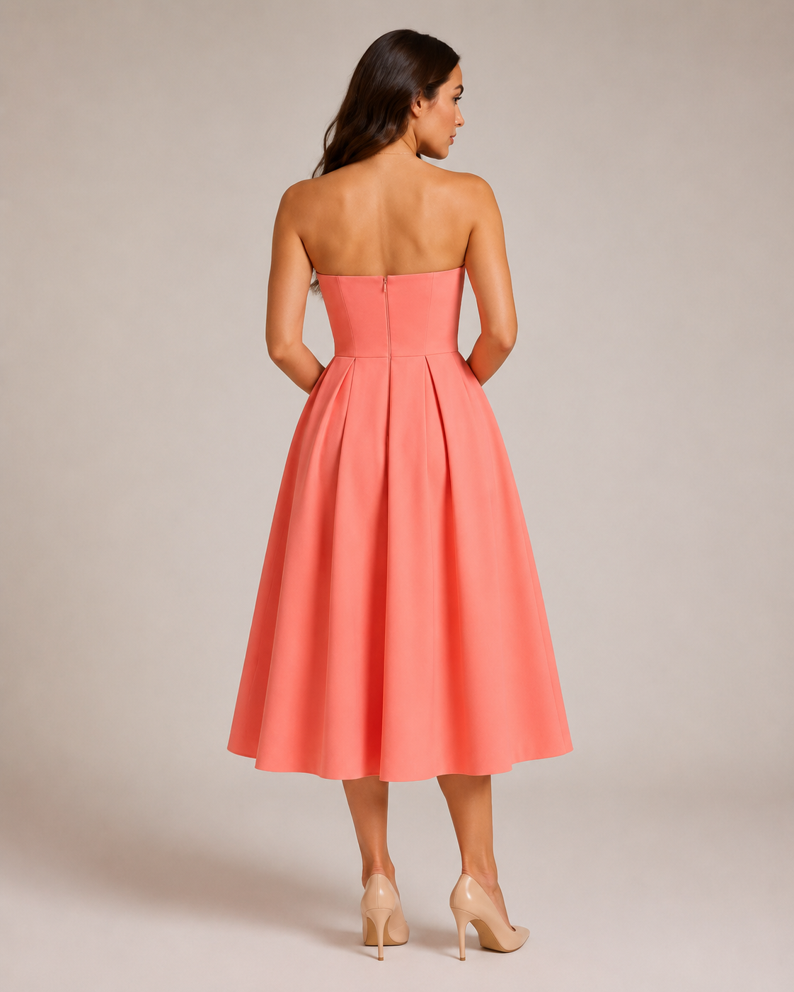 Madelief - Strapless Midi-jurk Met Uitlopende Rok