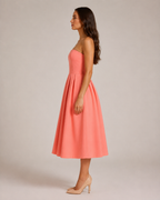 Madelief - Strapless Midi-jurk Met Uitlopende Rok