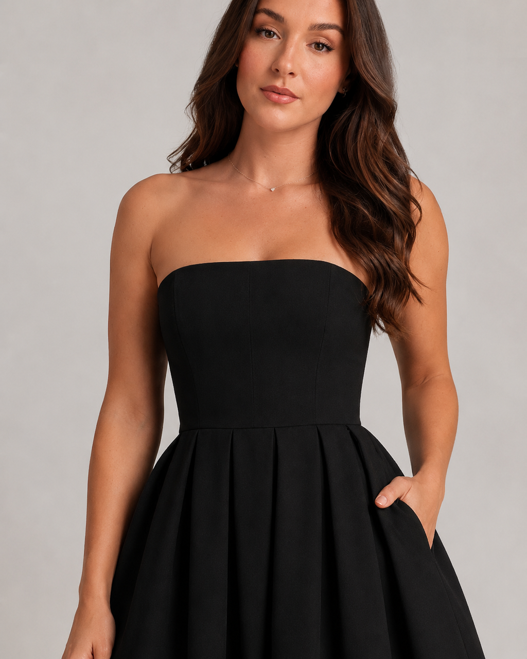 Madelief - Strapless Midi-jurk Met Uitlopende Rok