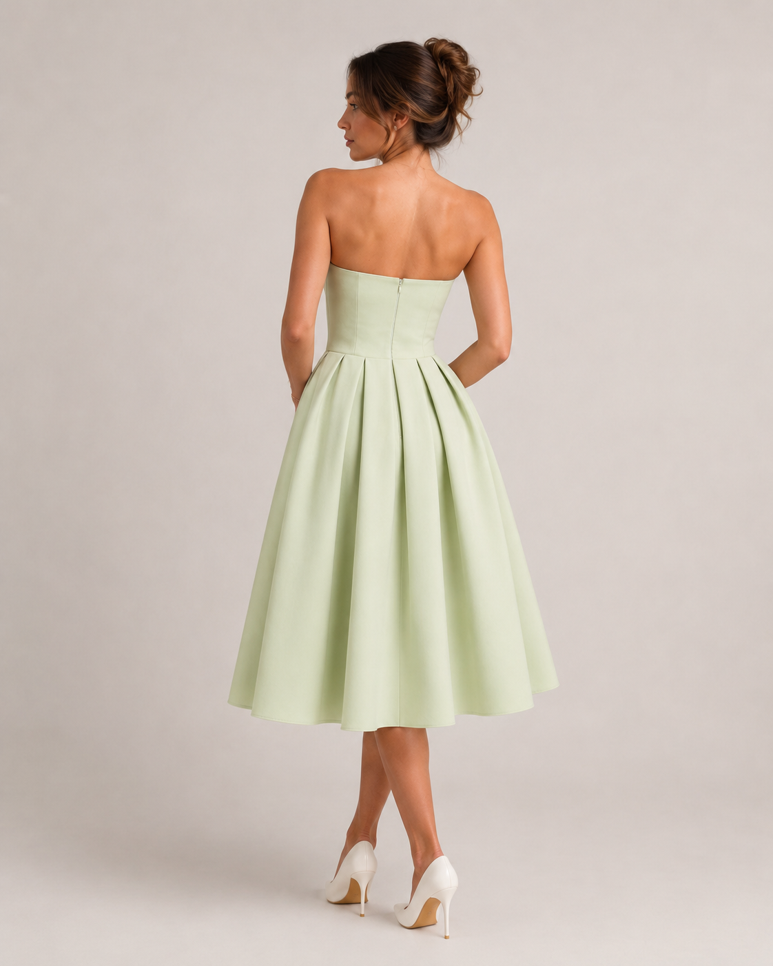 Madelief - Strapless Midi-jurk Met Uitlopende Rok