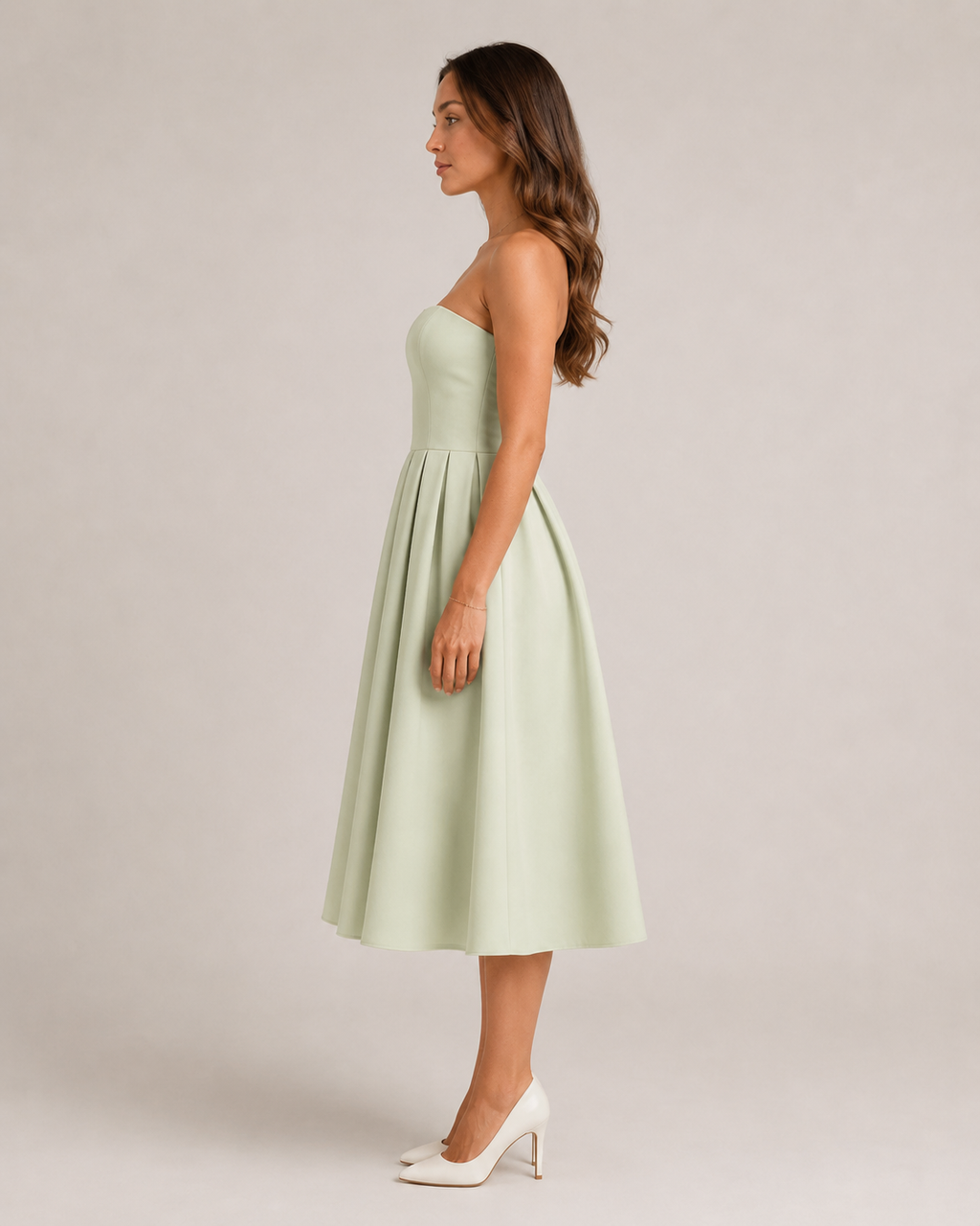 Madelief - Strapless Midi-jurk Met Uitlopende Rok