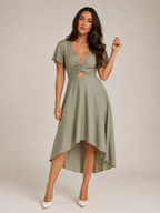 Mylène - Midi-jurk Met Overslag En Asymmetrische Zoom