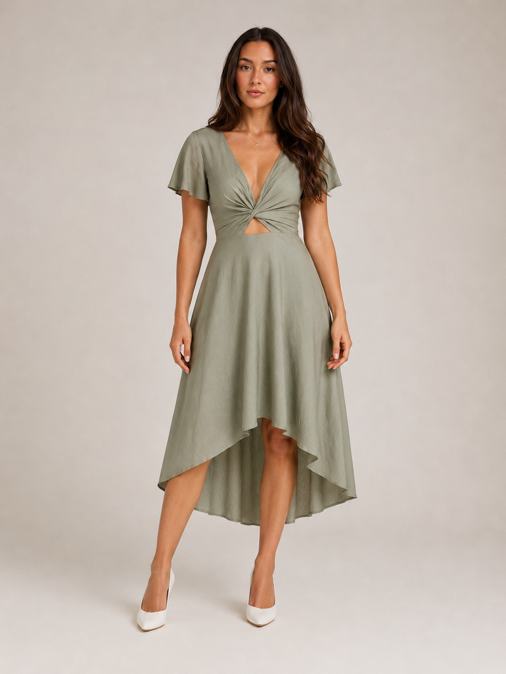 Mylène - Midi-jurk Met Overslag En Asymmetrische Zoom