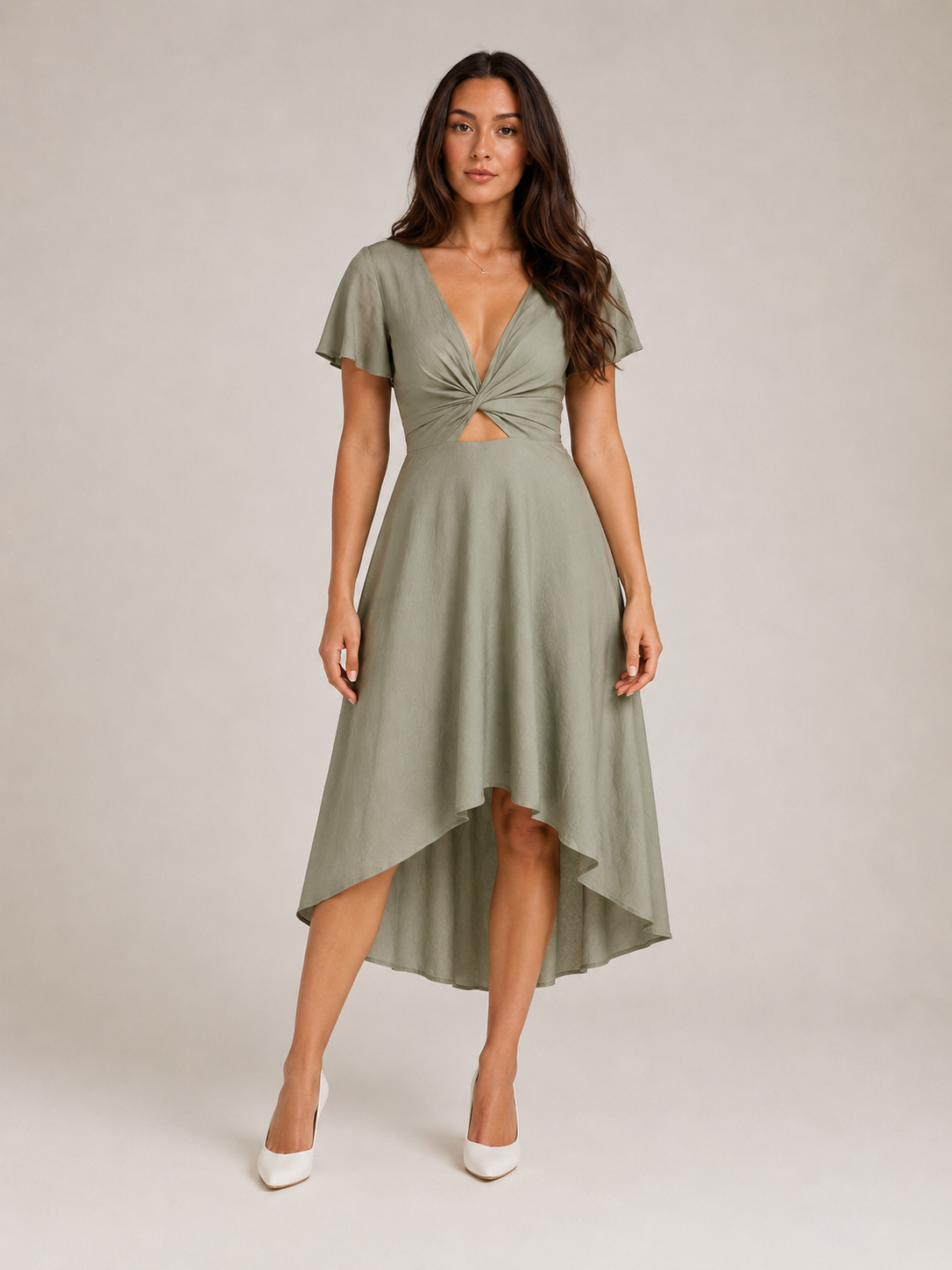 Mylène - Midi-jurk Met Overslag En Asymmetrische Zoom