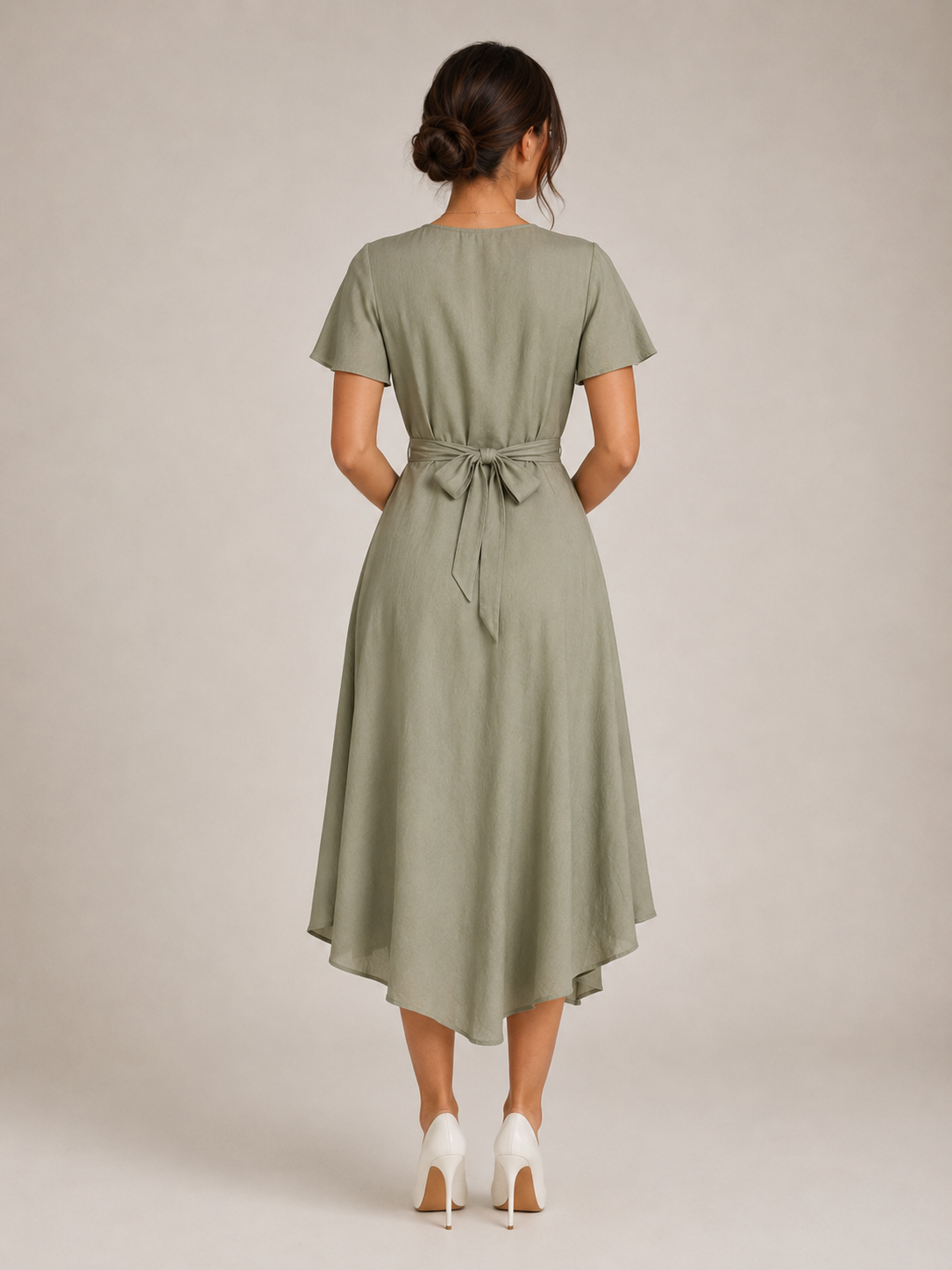 Mylène - Midi-jurk Met Overslag En Asymmetrische Zoom