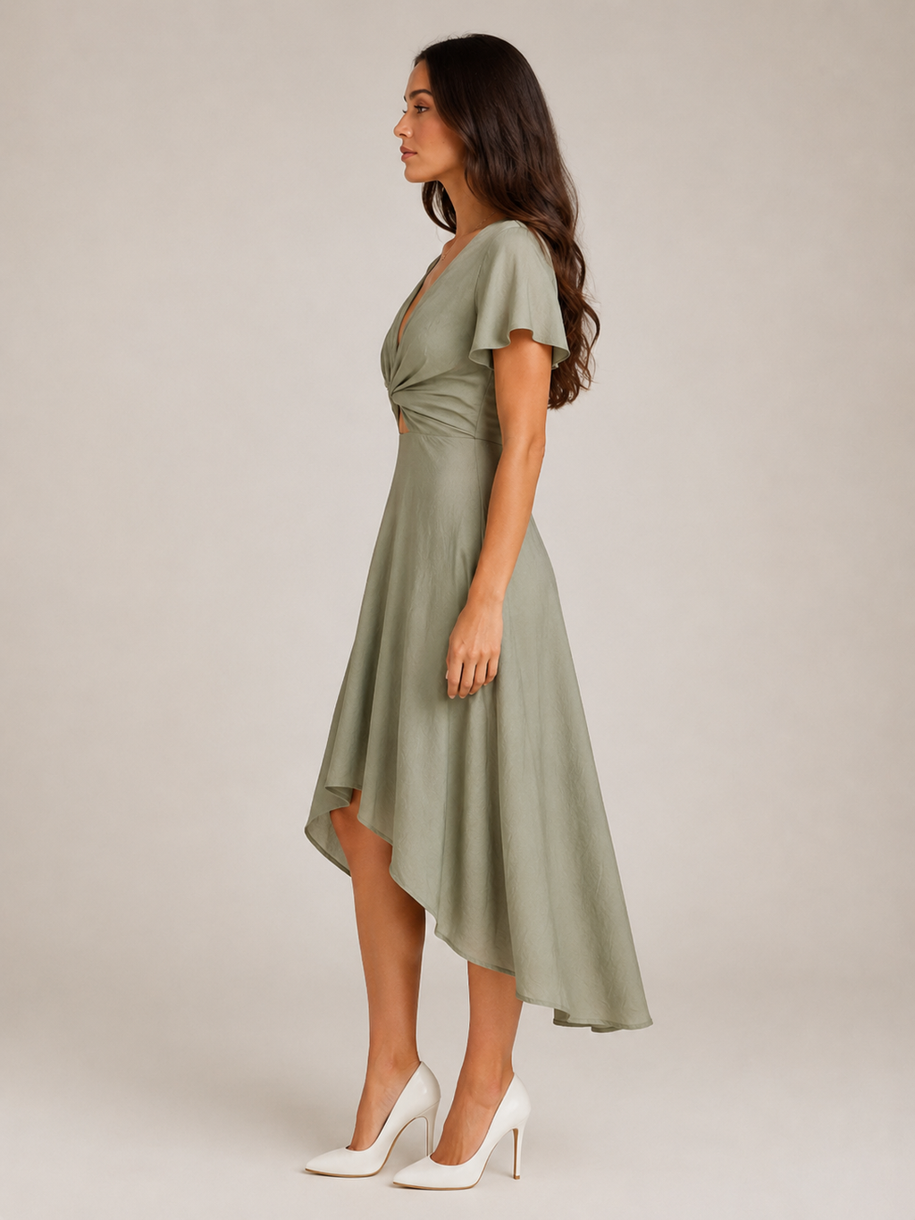 Mylène - Midi-jurk Met Overslag En Asymmetrische Zoom