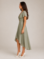 Mylène - Midi-jurk Met Overslag En Asymmetrische Zoom