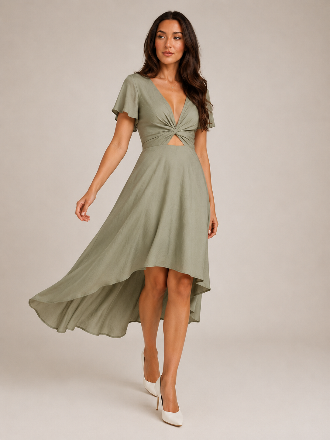 Mylène - Midi-jurk Met Overslag En Asymmetrische Zoom