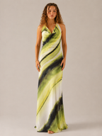 Marina - Halter Maxi-jurk Met Watervalhals En Verstelbare Band