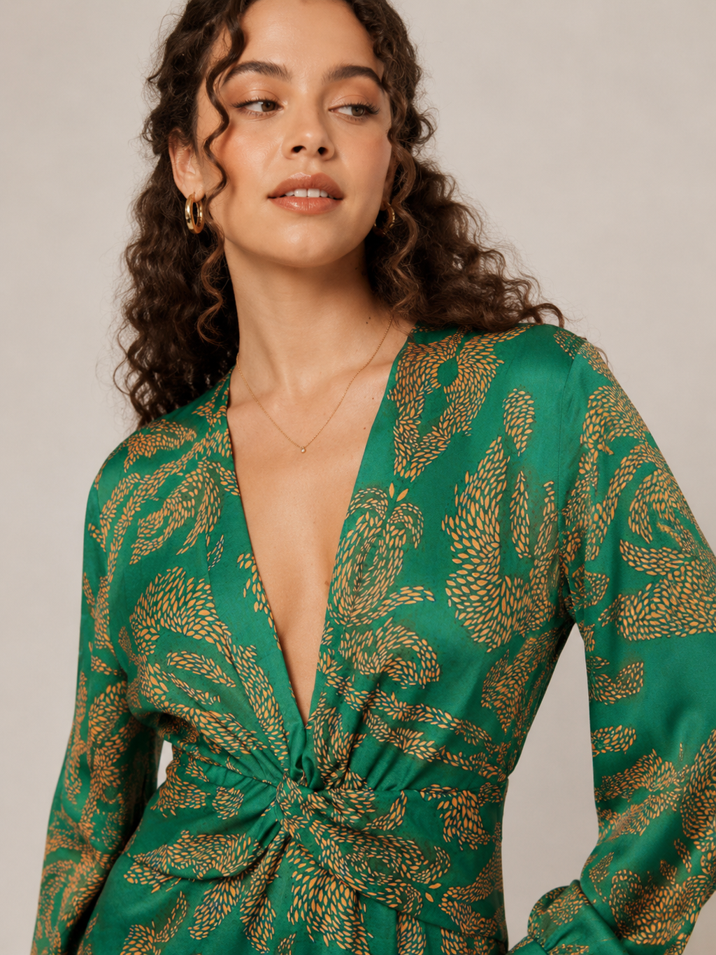 Milena - Donkerblauwe Midi-jurk Met Bloemenprint En Knoopdetail