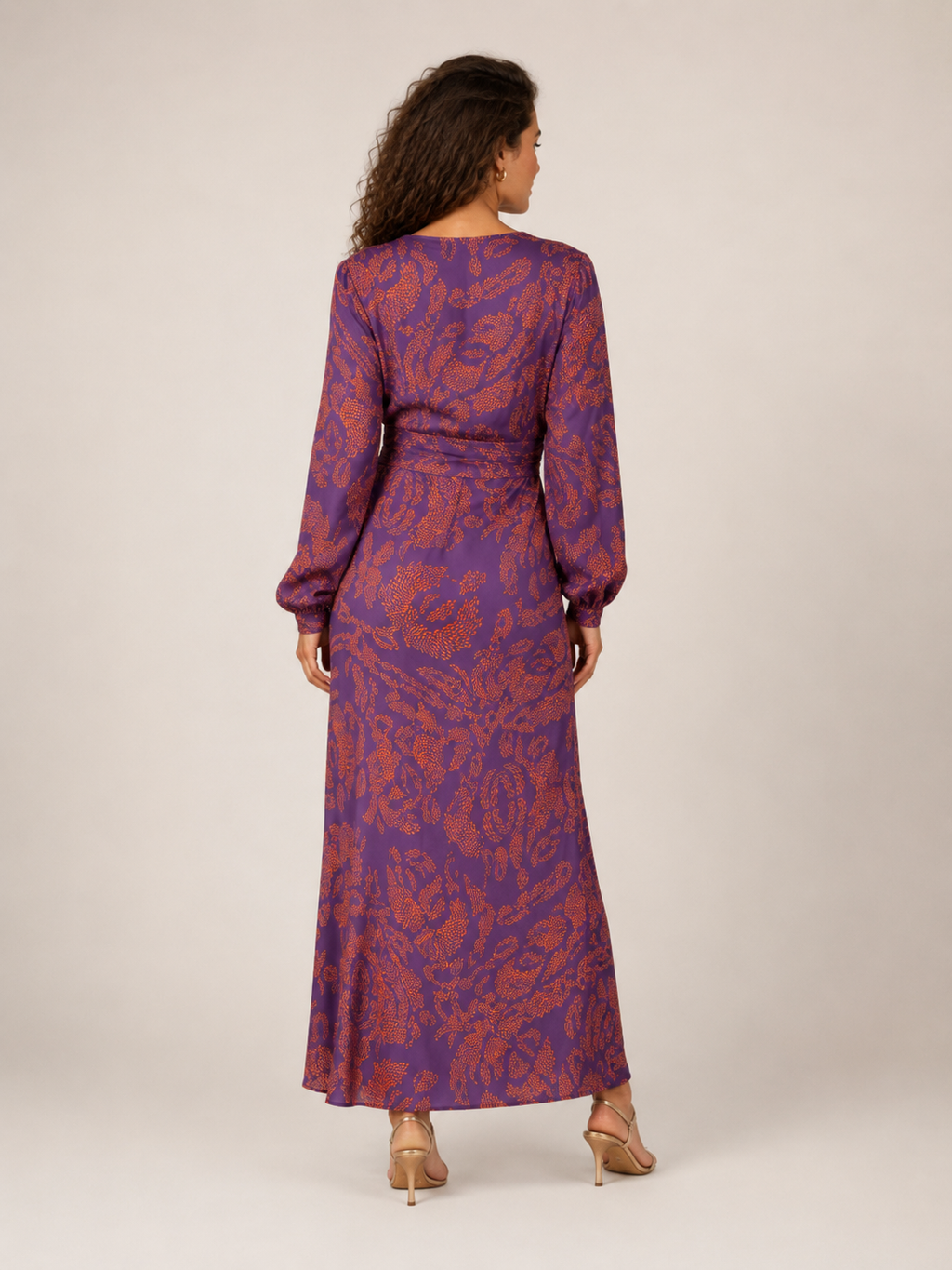 Milena - Donkerblauwe Midi-jurk Met Bloemenprint En Knoopdetail