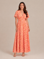 Marjolein - Maxi-jurk Met V-hals En Bloemenprint