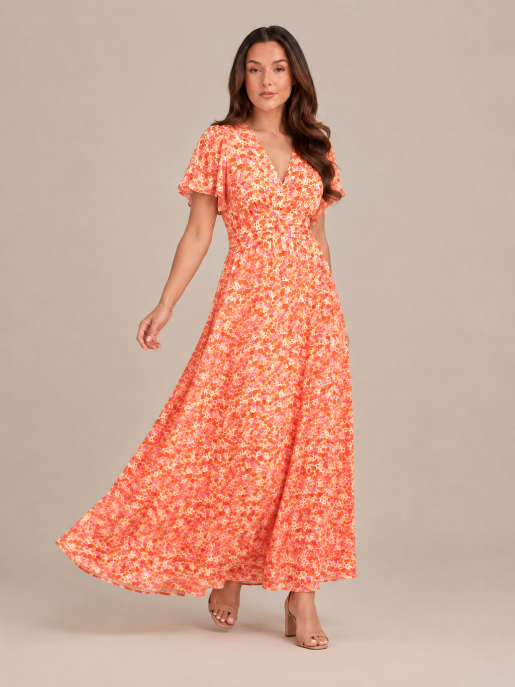 Marjolein - Maxi-jurk Met V-hals En Bloemenprint