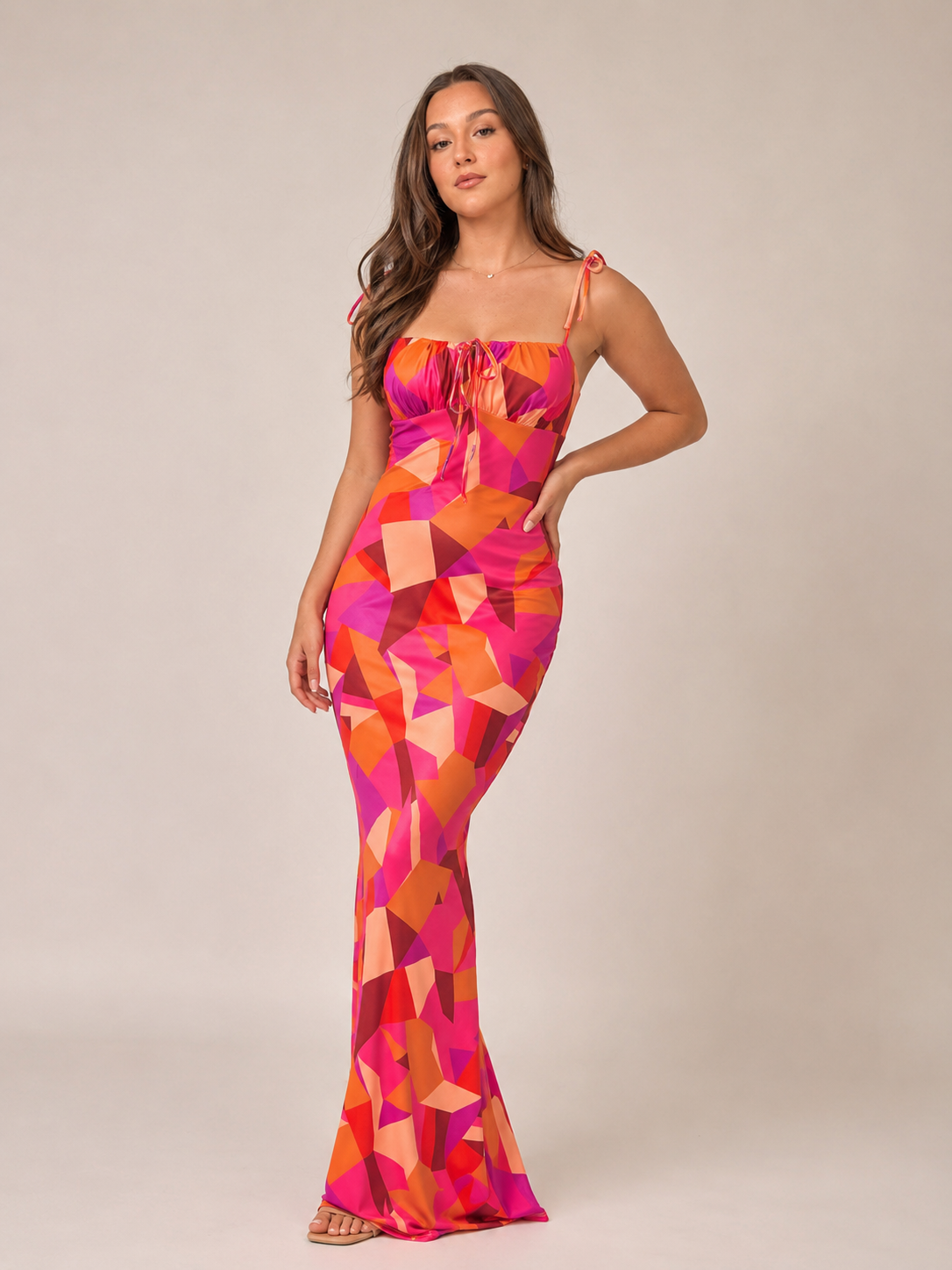 Mira - Blauwe Maxi-jurk met Bloemenprint en Strikdetails