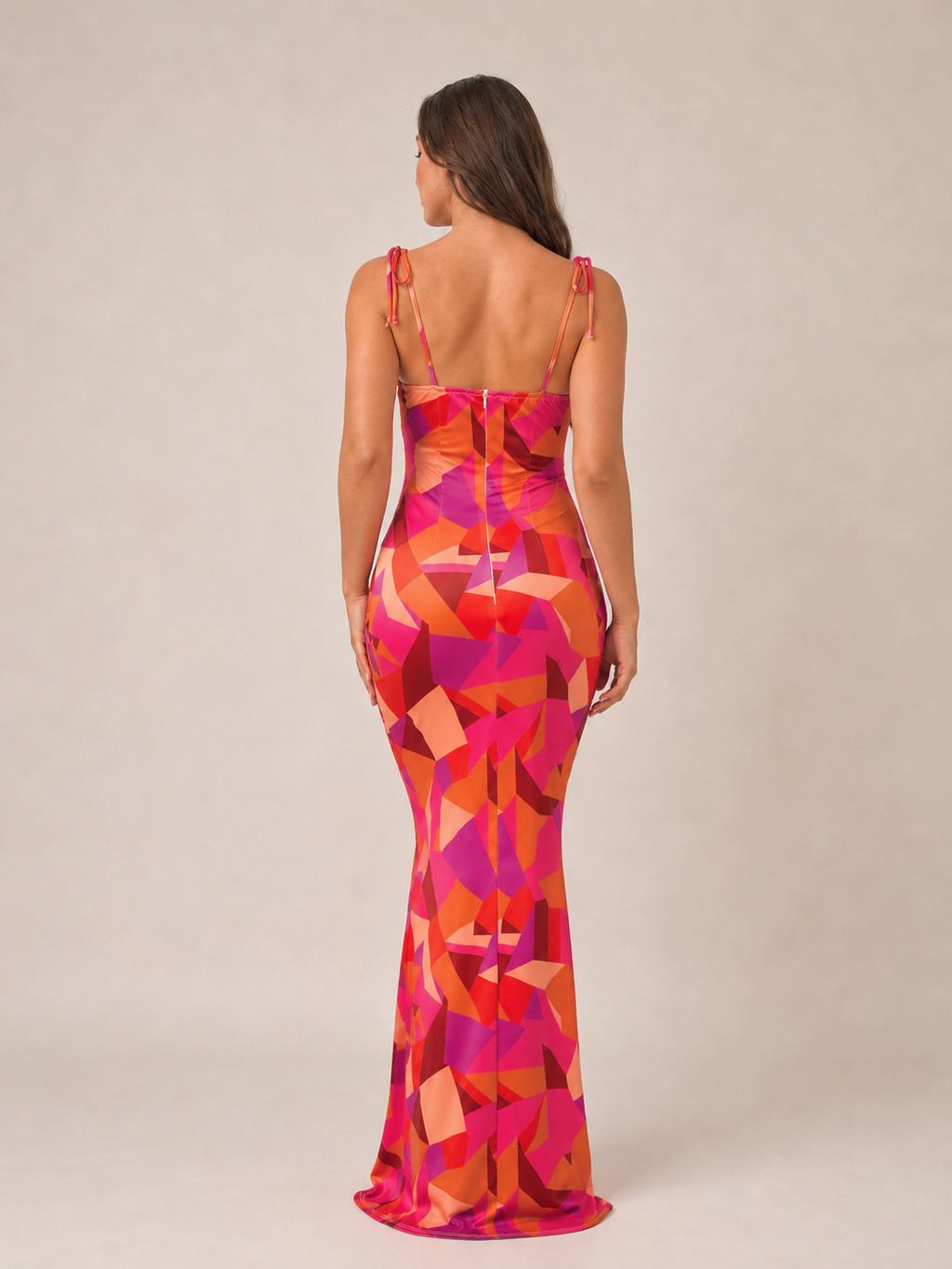 Mira - Blauwe Maxi-jurk Met Bloemenprint En Strikdetails