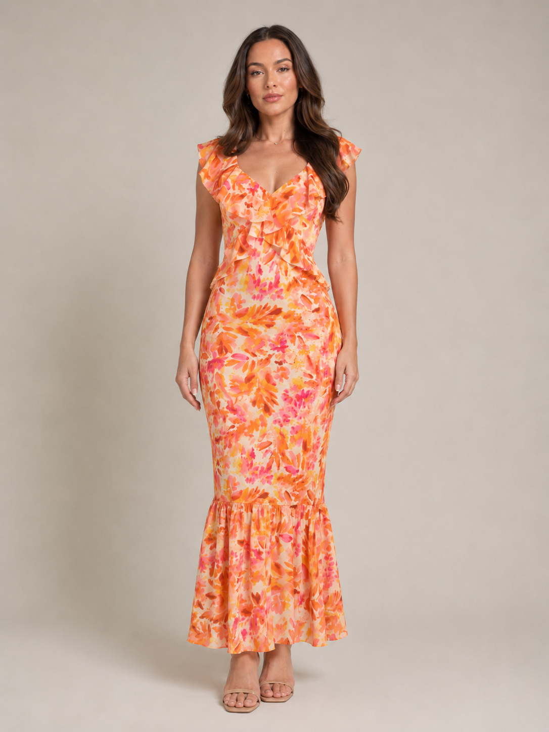 Maartje - Maxi-jurk Met Bloemenprint En V-hals