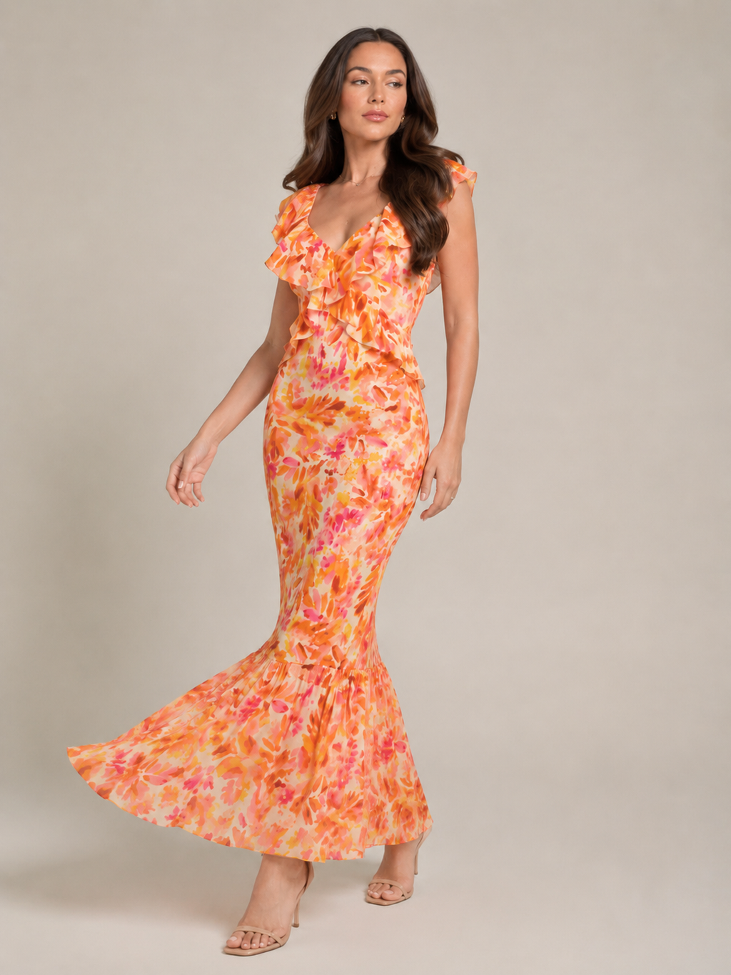 Maartje - Maxi-jurk Met Bloemenprint En V-hals