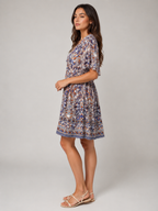 Mette - Boho Mini-jurk Met V-hals En All-over Print