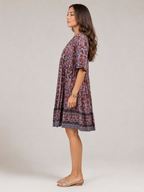 Mette - Boho Mini-jurk Met V-hals En All-over Print