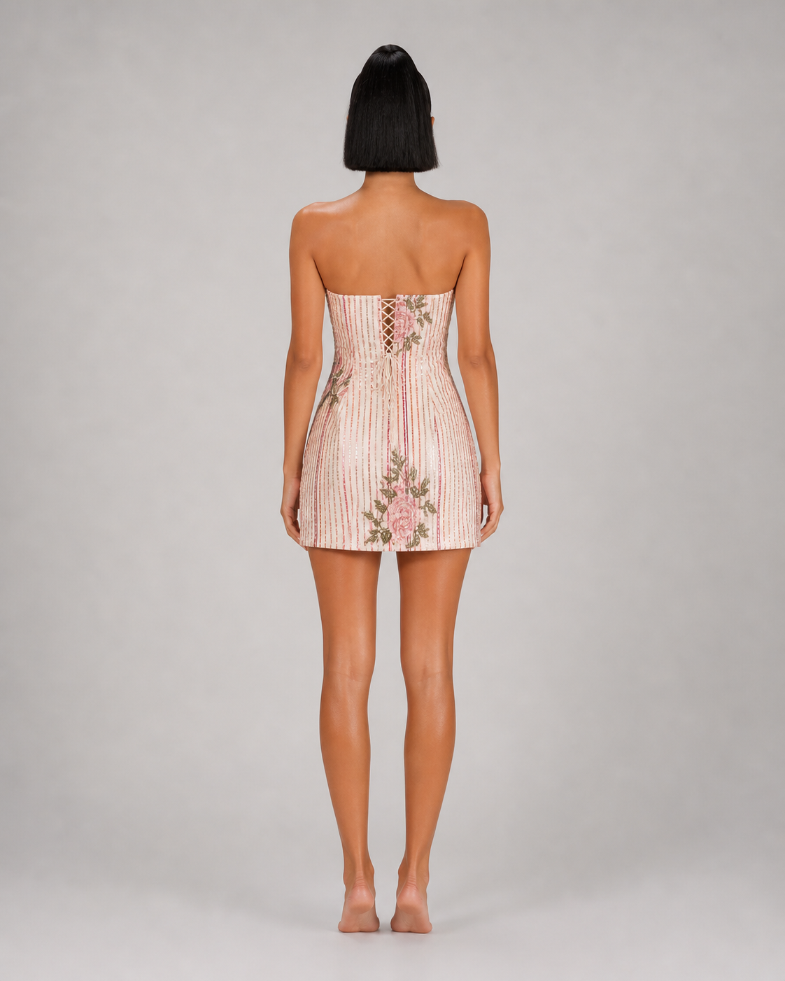 Fleur - Beige Strapless Mini-jurk