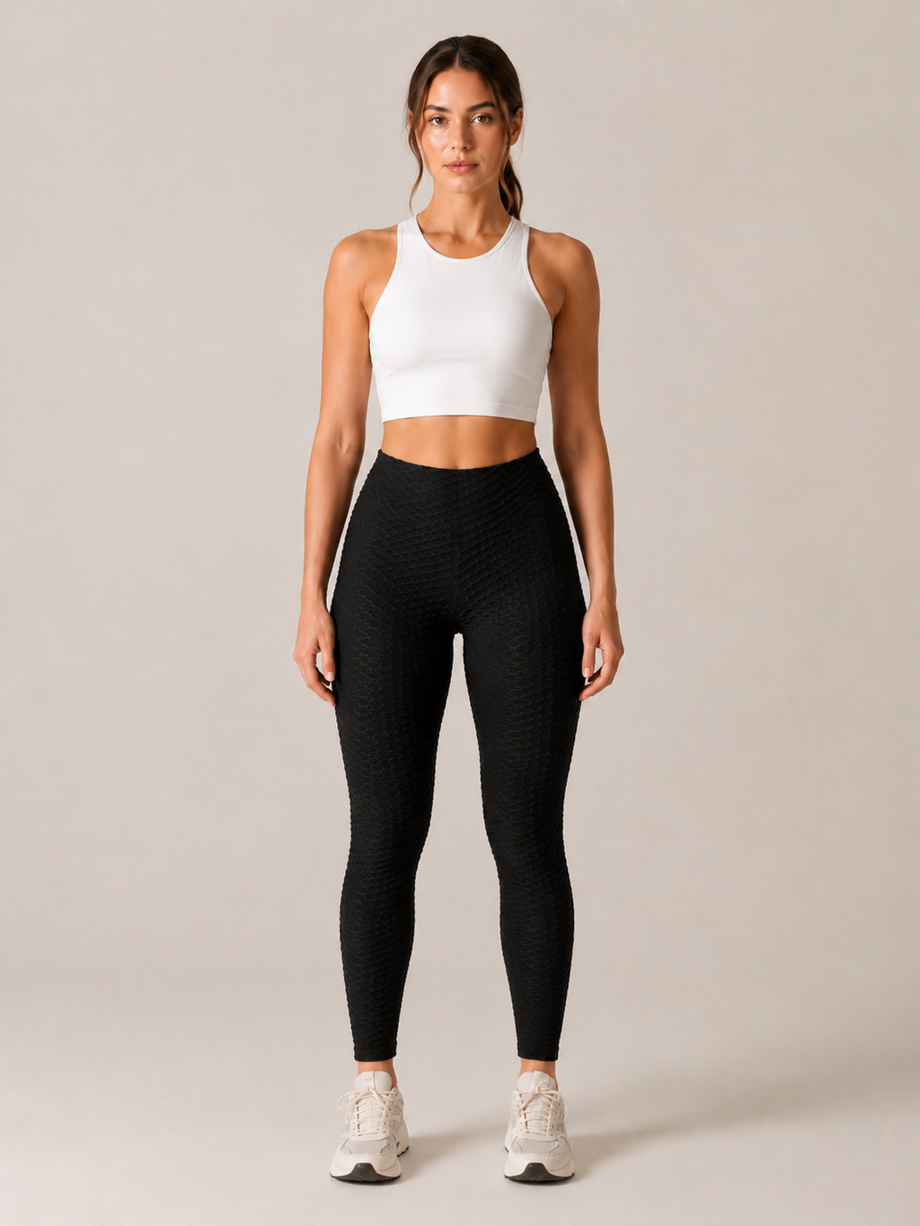 Quira - Dames Jacquard Legging Met Hoge Taille En Scrunch Detail