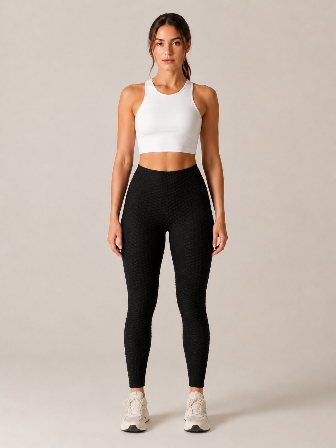 Quira - Dames Jacquard Legging Met Hoge Taille En Scrunch Detail