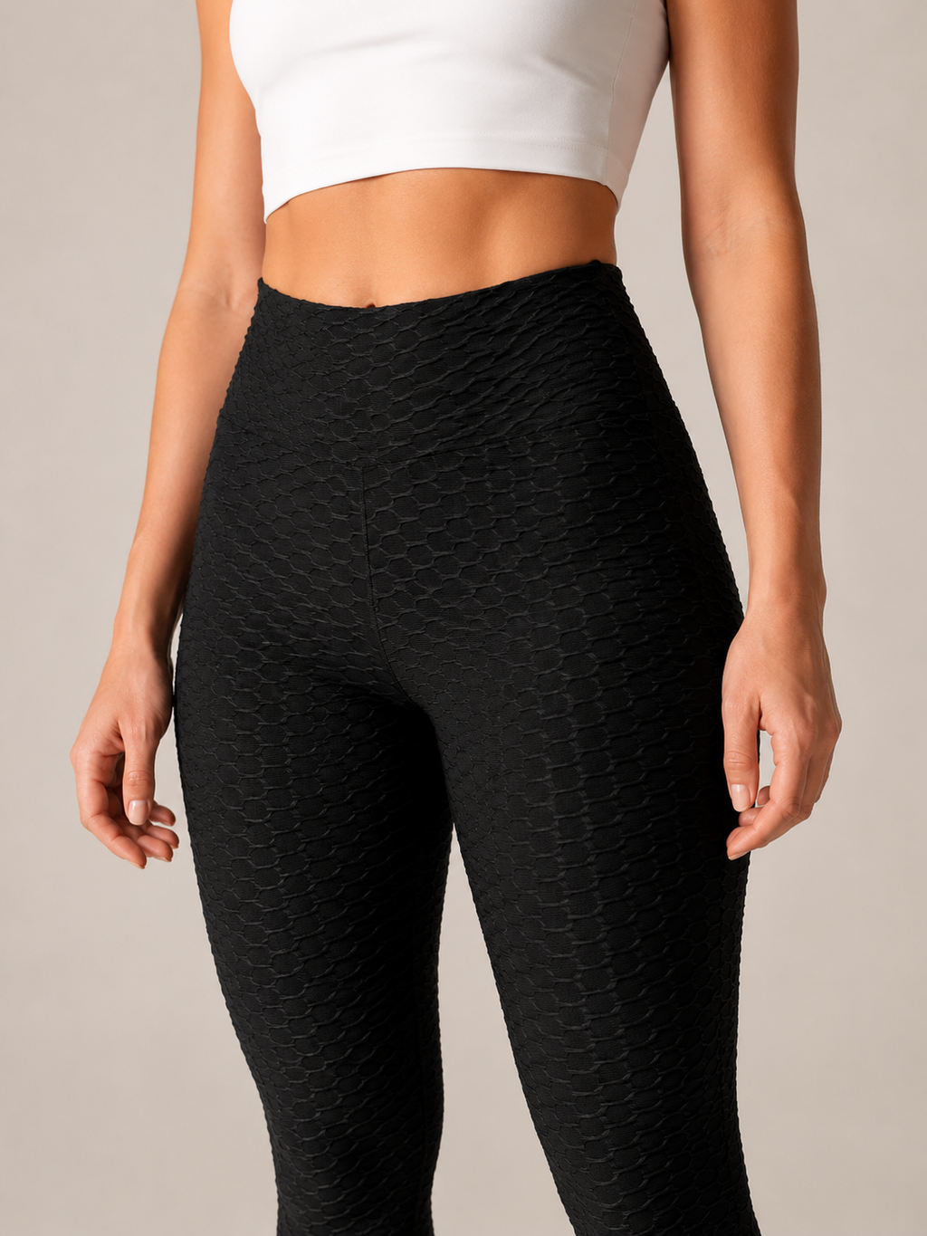 Quira - Dames Jacquard Legging Met Hoge Taille En Scrunch Detail