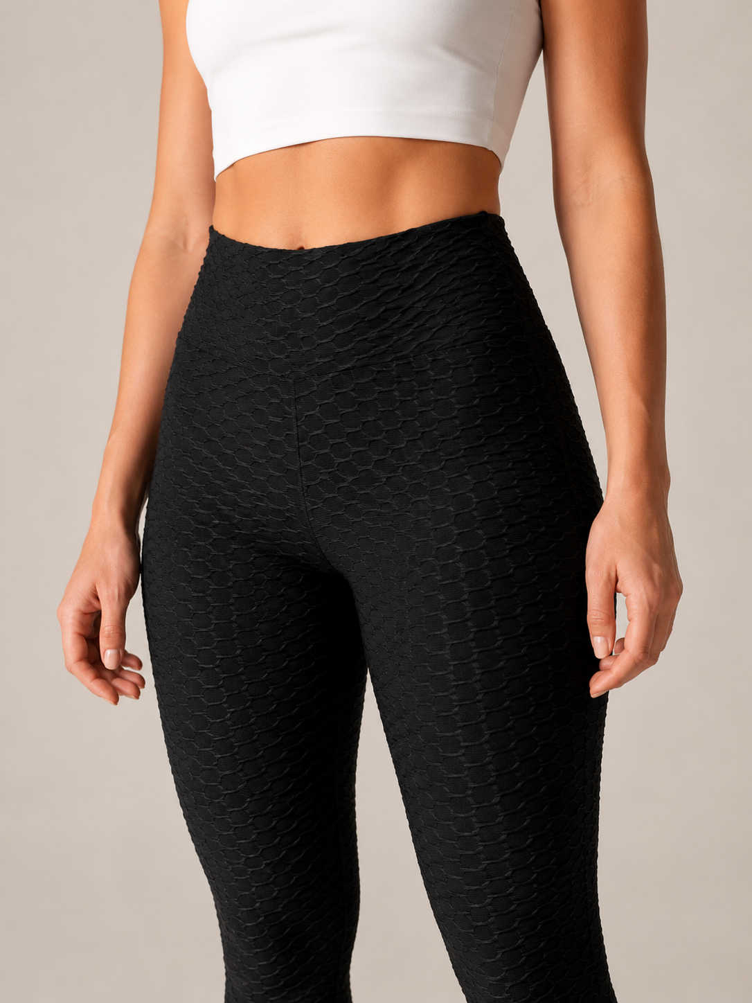 Quira - Dames Jacquard Legging Met Hoge Taille En Scrunch Detail