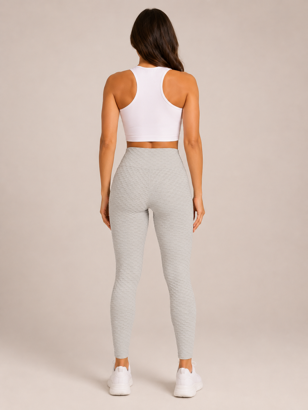 Quira - Dames Jacquard Legging Met Hoge Taille En Scrunch Detail