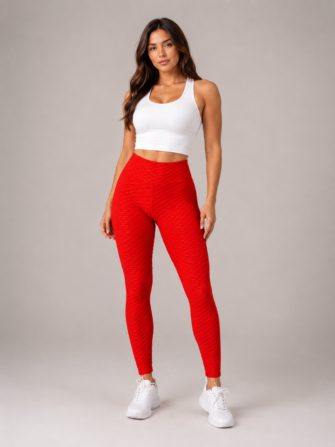 Quira - Dames Jacquard Legging Met Hoge Taille En Scrunch Detail