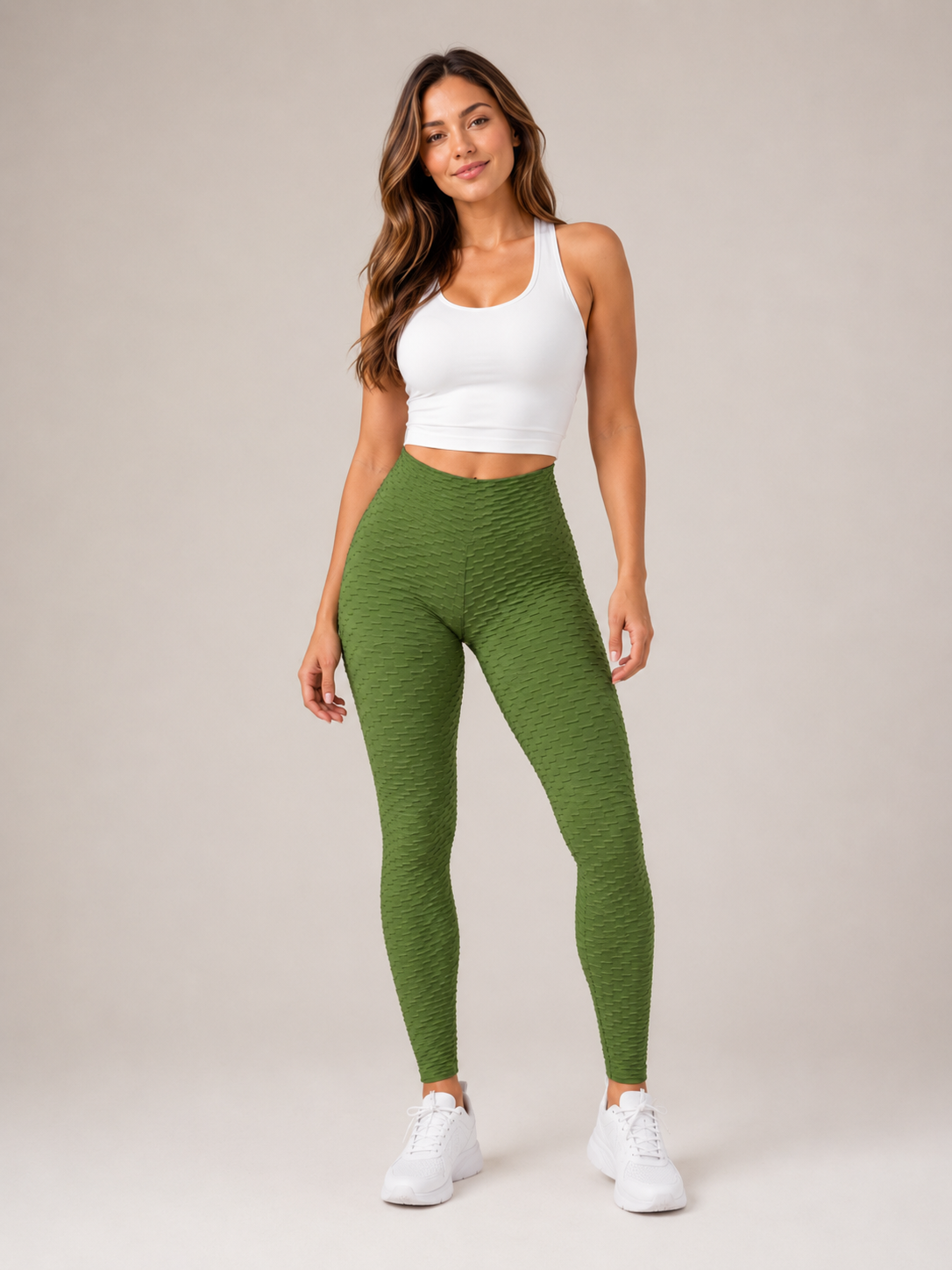 Quira - Dames Jacquard Legging Met Hoge Taille En Scrunch Detail