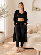 Quenna - Driedelige Dames Loungewear Set Met Crop Top En Lang Vest