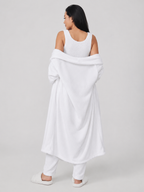 Quenna - Driedelige Dames Loungewear Set Met Crop Top En Lang Vest