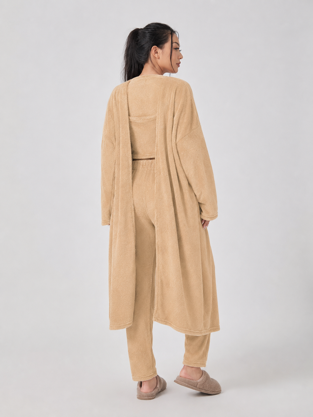 Quenna - Driedelige Dames Loungewear Set Met Crop Top En Lang Vest