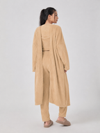 Quenna - Driedelige Dames Loungewear Set Met Crop Top En Lang Vest
